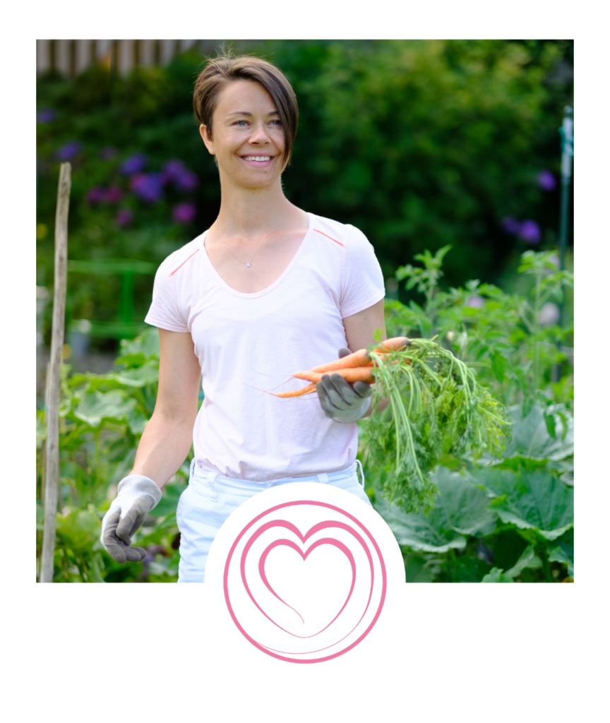 our plant-based chef Zuzana harvesting vegetables